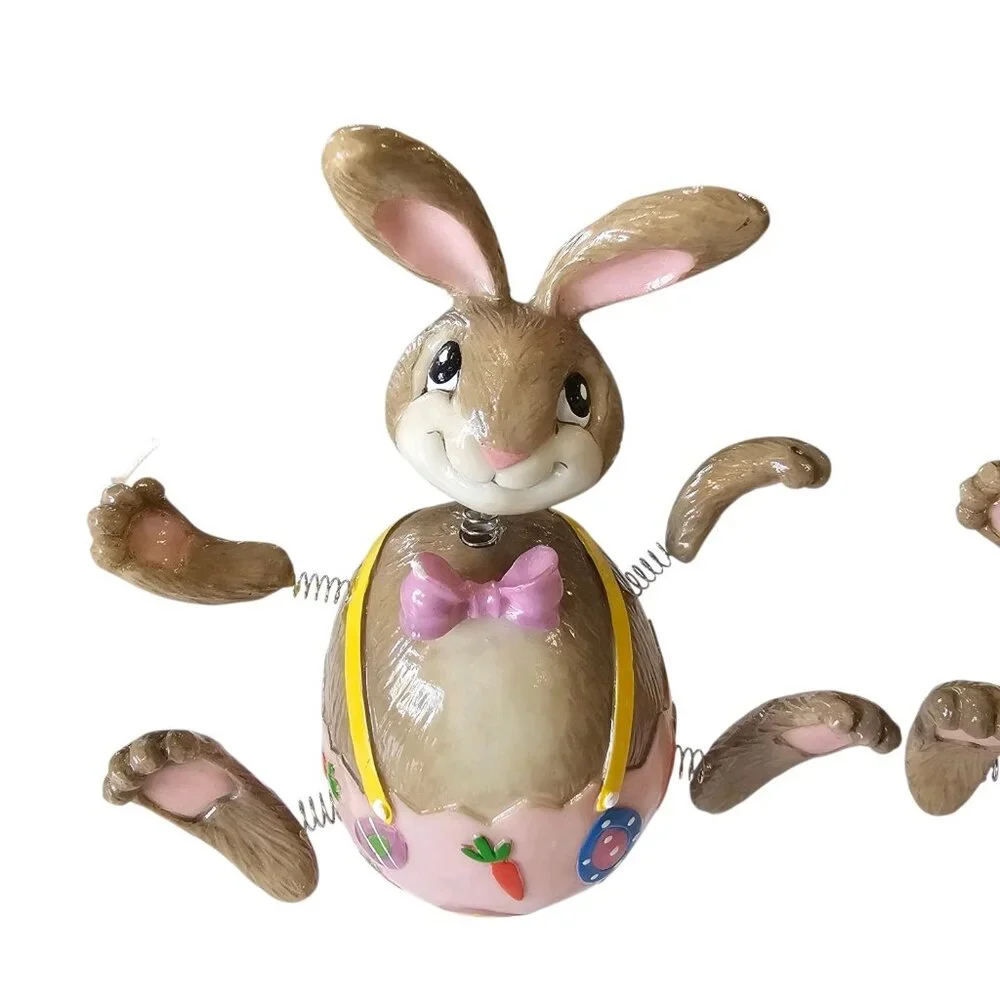 VTG Fitz‎ And Floyd Easter Jiggling Bunny Rabbits Figurines Bubbleheads 2004
